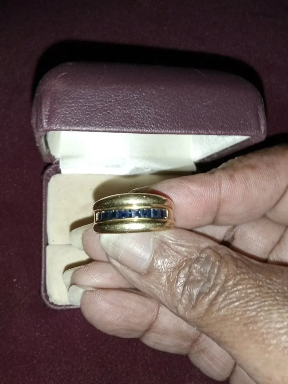 Very Nice 14kt Solid Gold 7.2g Blue Sapphire Men's Ring Sz 7.25